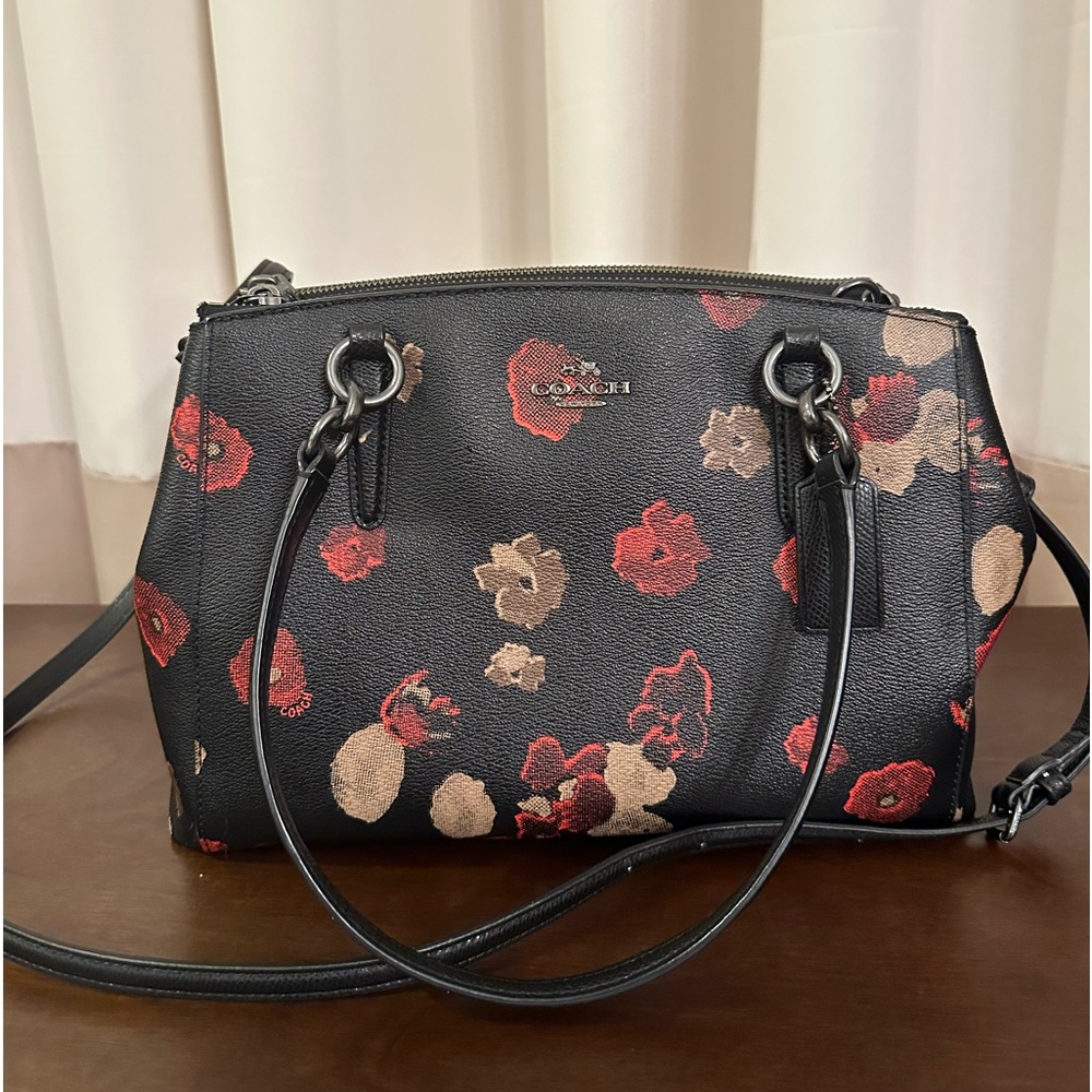 Coach Satchel Black Floral